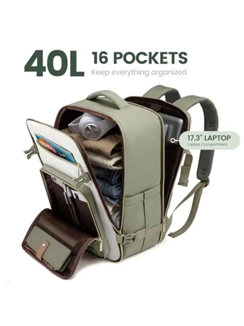 40L Carry On Backpack Travel Bag Flight Approved TSA Personal Item Laptop Women